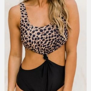 NWOT Sunrise & Shine Animal Print Colorblock Swimsuit